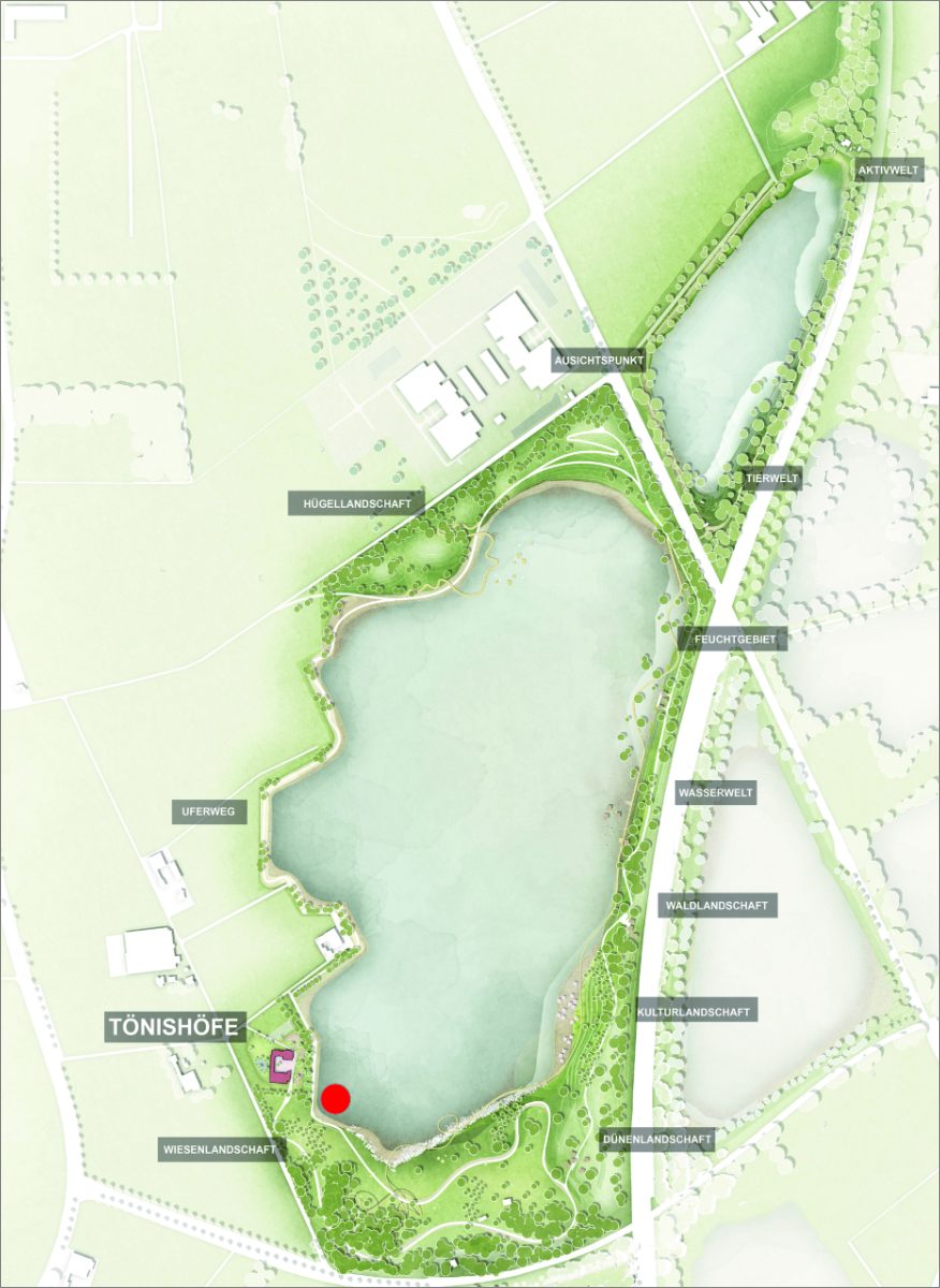 Standort der Wasser-Licht- und Landschaftsskulptur im Park der Sinne Culture without Borders · Tönishöfe Kaarst Wasser-Licht- und Landschaftsskulptur